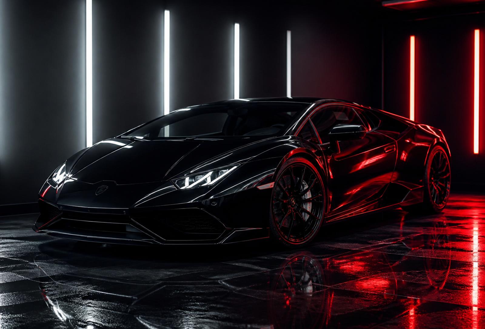 Carro esportivo em estúdio de estética automotiva premium